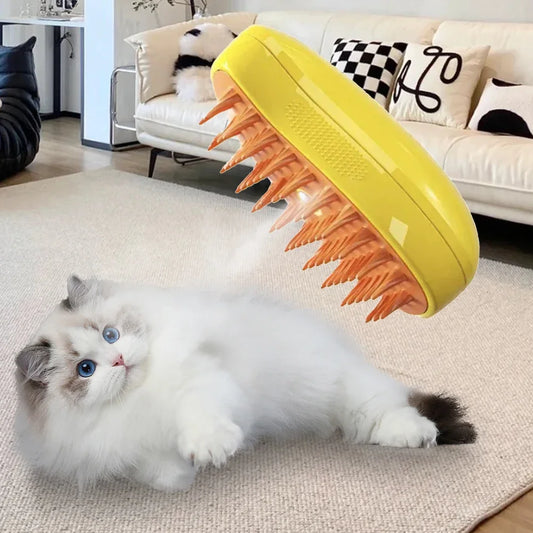 3-in-1 Steam Spray Pet Grooming Massage Brush