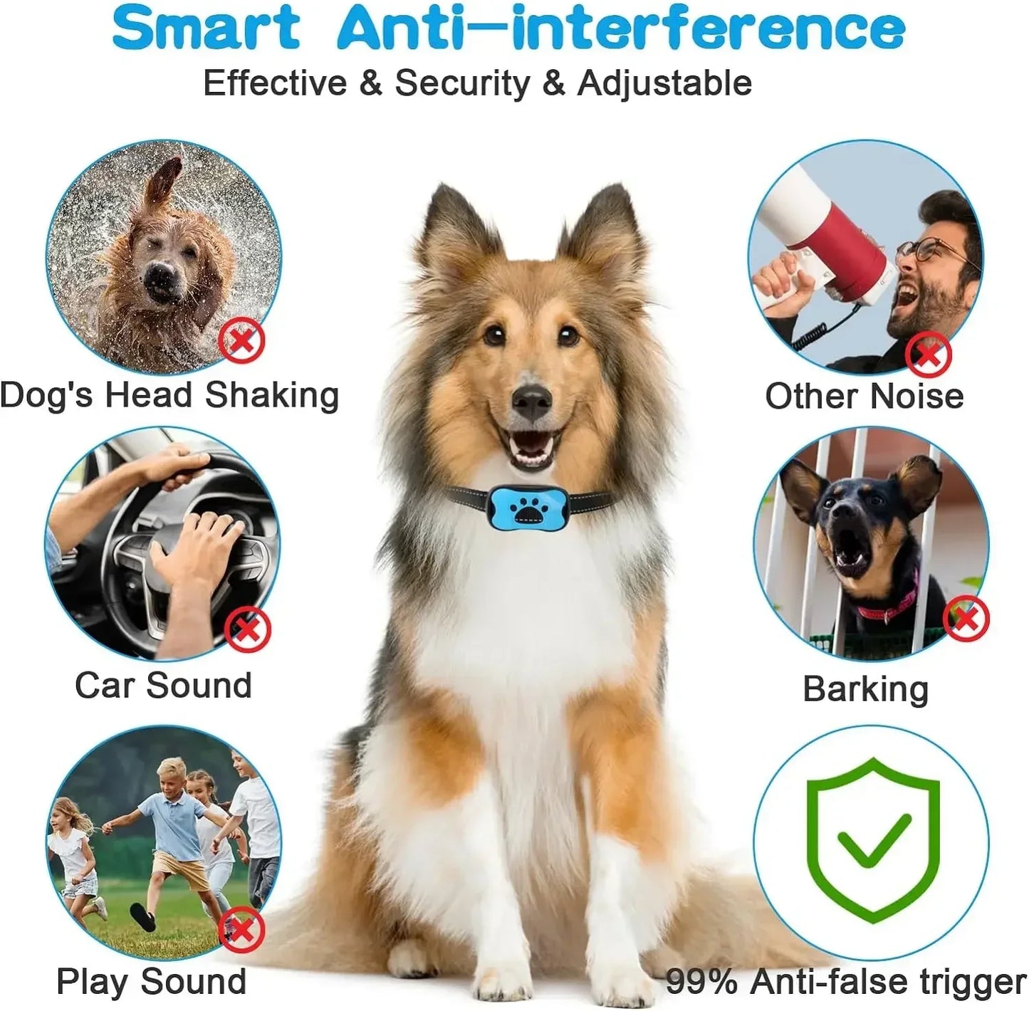 USB Rechargeable Ultrasonic Anti Bark Dog Training Collar