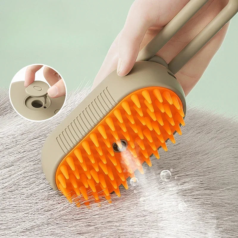 3-in-1 Steam Spray Pet Grooming Massage Brush