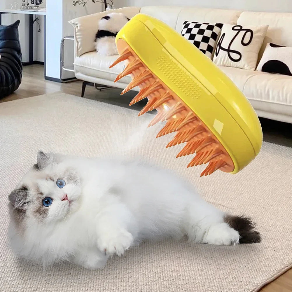 3-in-1 Steam Spray Pet Grooming Massage Brush