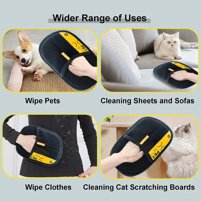 Electrostatic Pet Hair Remover Gloves for Cats & Dogs