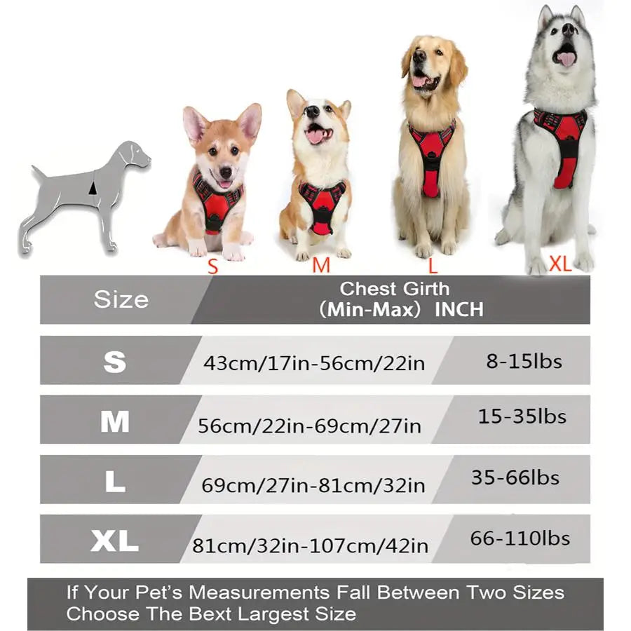 No Pull Reflective Dog Harness with Front Clip Handle