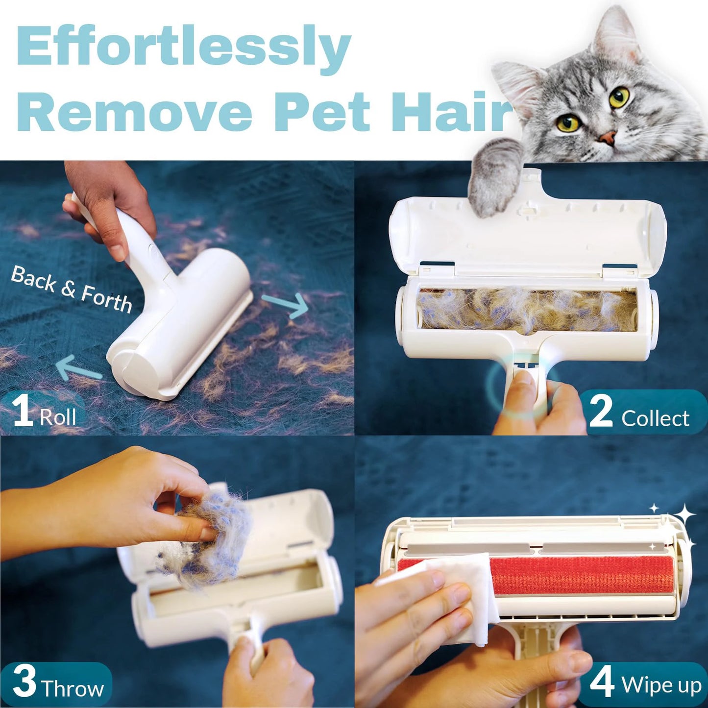Reusable Pet Hair Remover Roller for Furniture & Clothes