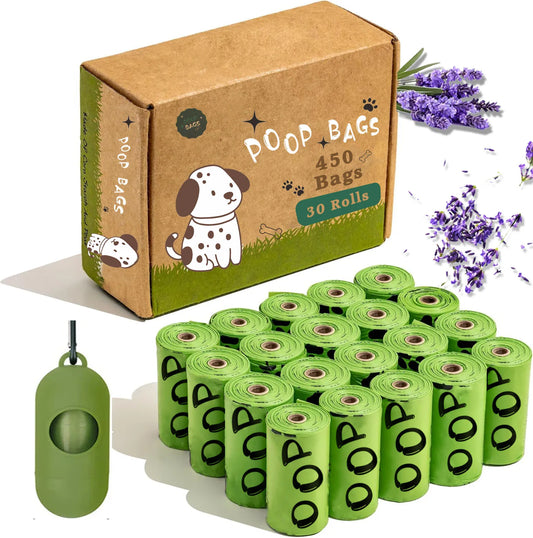 Biodegradable Lavender-Scented Dog Poop Bags with Holder