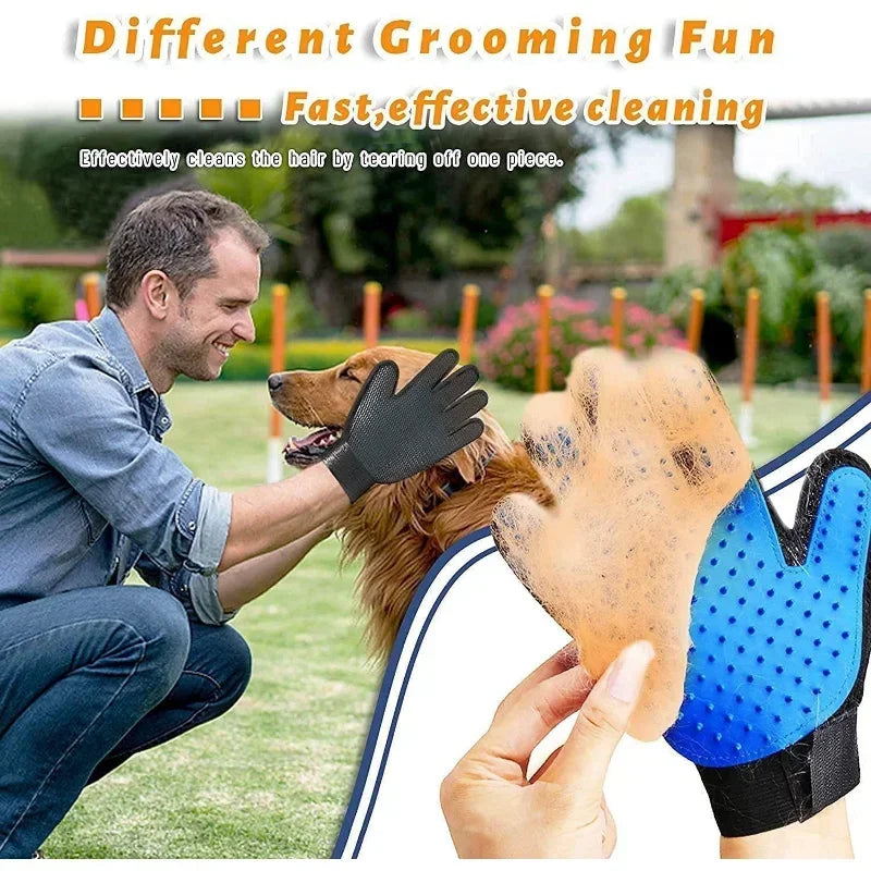 Pet Grooming Hair Removal Gloves for Cats & Dogs